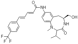 (2E,4E)-N-[(2S,5S)-1,2,3,4,5,6-Hexahydro-5-(hydroxymethyl)-1-methyl-2-(1-methylethyl)-3-oxo-1,4-benzodiazocin-8-yl]-5-[4-(trifluoromethyl)phenyl]-2,4-pentadienamide molecular structure (CAS 497259-23-1)
