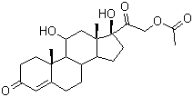 structure of CAS# 50-03-3, Hydrocortisone acetate;Cortisol acetate; Hydrocortisone-21-acetate; Cortisol 21-acetate; 21-Acetoxy-4-pregnene-11b,17a-diol-3,20-dione