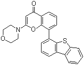 结构式 CAS# 503468-95-9, KU 57788; 8-(4-二苯并噻吩基)-2-(4-吗啉基)-4H-1-苯并吡喃-4-酮