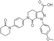 structure of CAS# 503614-92-4, 1-(4-Methoxyphenyl)-7-oxo-6-[4-(2-oxopiperidin-1-yl)phenyl]-4,5,6,7-tetrahydro-1H-pyrazolo[3,4-c]pyridine-3-carboxylic acid