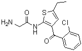 structure of CAS# 50509-09-6, 2-(Aminoacetamido)-3-(2-chlorobenzoyl)-5-ethylthiophene;2-Amino-N-[3-(2-chlorobenzoyl)-5-ethyl-2-thienyl]acetamide