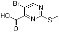 structure of CAS# 50593-92-5, 5-Bromo-2-(methylthio)pyrimidine-4-carboxylic acid