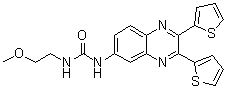 N-(2,3-Di-2-thienyl-6-quinoxalinyl)-N'-(2-methoxyethyl)urea molecular structure (CAS 508186-14-9)