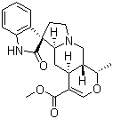structure of CAS# 509-80-8, Mitraphyllin;Ajmalicine oxindole B; Rubradinin; Rubradinine; (1'S,3R,4'aS,5'aS,10'aR)-1,2,5',5'a,7',8',10',10'a-Octahydro-1'-methyl-2-oxospiro[3H-indole-3,6'(4'aH)-[1H]pyrano[3,4-f]indolizine]-4'-carboxylic acid methyl ester