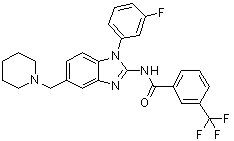 N-[1-(3-氟苯基)-5-[(哌啶-1-基)甲基]-1H-苯并咪唑-2-基]-3-三氟甲基苯甲酰胺分子结构 (CAS 509093-95-2)