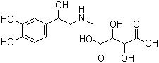 结构式 CAS# 51-42-3, 酒石酸肾上腺素; L-3,4-二羟基-alpha-((甲氨基)甲基)苄醇 D-酒石酸氢盐