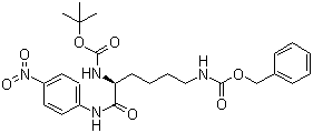 structure of CAS# 51078-31-0, (S)-[5-[[(tert-Butoxyl)carbonyl]amino]-6-[(4-nitrophenyl)amino]-6-oxohexyl]carbamic acid phenylmethyl ester