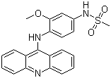 结构式 CAS# 51264-14-3, 安吖啶; 胺苯吖啶; N-[4-(9-吖啶基氨基)-3-甲氧基苯基]甲磺酰胺