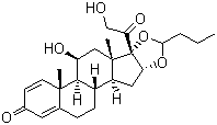 结构式 CAS# 51333-22-3, 布地奈德; 16alpha,17alpha-22R,S-丙基亚甲基二氧-孕甾-1,4-二烯-11beta,21-二羟基-3,20二酮