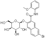 结构式 CAS# 51349-63-4, 7-溴-3-(beta-D-吡喃半乳糖基氧基)-N-(2-甲氧基苯基)-2-萘甲酰胺
