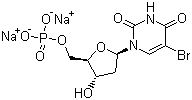 结构式 CAS# 51432-32-7, 5-溴-2'-脱氧尿苷-5'-磷酸二钠盐