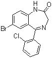 结构式 CAS# 51753-57-2, 芬纳西泮; 5-(2-氯苯基)-7-溴-1,4-苯并二氮杂卓-2-酮; 7-溴-5-(2-氯苯基)-1,3-二氢-2H-1,4-苯并二氮杂卓-2-酮