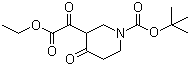 structure of CAS# 518990-24-4, 3-Ethoxyoxalyl-4-oxopiperidine-1-carboxylic acid tert-butyl ester