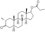 structure of CAS# 521-12-0, Dromostanolone propionate;17b-Hydroxy-2a-methyl-5a-androstan-3-one propionate