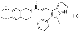 结构式 CAS# 521984-48-5, 1,2,3,4-四氢-6,7-二甲氧基-2-[(2E)-3-(1-甲基-2-苯基-1H-吡咯并[2,3-b]吡啶-3-基)-1-氧代-2-丙烯基]异喹啉单盐酸盐