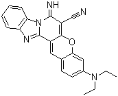 structure of CAS# 52372-39-1, Solvent Red 197;C.I. 505720; Fluorol Red GK; 3-(Diethylamino)-7-imino-7H-[1]benzopyrano[3',2':3,4]pyrido[1,2-a]benzimidazole-6-carbonitrile