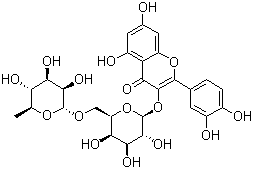 structure of CAS# 52525-35-6, Quercetin 3-O-robinobioside;Quercetin 3-O-robinoside; Quercetin 3-O-beta-D-robinobioside; Quercetin 3-O-beta-D-robinoside; Quercetin 3-rhamnosyl-(1-6)-galactoside; Quercetin 3-beta-robinobioside; 3-[[6-O-(6-Deoxy-alpha-L-mannopyranosyl)-beta-D-galactopyranosyl]oxy]-2-(3,4-dihydroxyphenyl)-5,7-dihydroxy-4H-1-benzopyran-4-one