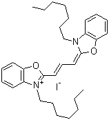 structure of CAS# 53213-83-5, 3,3'-Diheptyloxacarbocyanine iodide