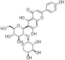 6-(2-O-alpha-L-阿拉伯吡喃糖基-beta-D-吡喃葡萄糖基)-5,7-二羟基-2-(4-羟基苯基)-4H-1-苯并吡喃-4-酮分子结构 (CAS 53382-71-1)