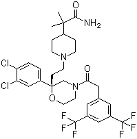 1-[2-[(2R)-4-[2-[3,5-Bis(trifluoromethyl)phenyl]acetyl]-2-(3,4-dichlorophenyl)-2-morpholinyl]ethyl]-alpha,alpha-dimethyl-4-piperidineacetamide molecular structure (CAS 537034-22-3)