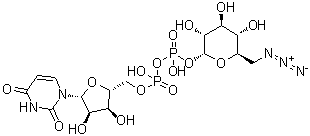 Uridine 5'-(trihydrogen diphosphate) P'-(6-azido-6-deoxy-alpha-D-glucopyranosyl) ester molecular structure (CAS 537039-67-1)