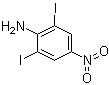 structure of CAS# 5398-27-6, 2,6-Diiodo-4-nitroaniline;2,6-Diiodo-4-nitrobenzenamine; 2,6-Diiodo-p-nitroaniline; 4-Nitro-2,6-diiodoaniline; NSC 4606