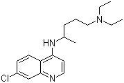 结构式 CAS# 54-05-7, 氯喹盐基; 4-(4-二乙氨基-1-甲基丁氨基)-7-氯喹啉