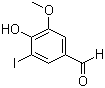 structure of CAS# 5438-36-8, 5-Iodovanillin;3-Iodo-5-methoxy-4-hydroxybenzaldehyde; 4-Hydroxy-3-iodo-5-methoxybenzaldehyde; 4-Hydroxy-5-iodo-3-methoxybenzaldehyde; 5-Iodo-3-methoxy-4-hydroxybenzaldehyde