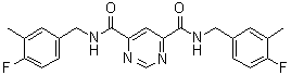 N,N'-Bis[(4-fluoro-3-methylphenyl)methyl]-4,6-pyrimidinedicarboxamide molecular structure (CAS 544678-85-5)