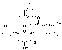 槲皮素 3-O-(6'-O-乙酰基)-beta-D-吡喃葡萄糖苷分子结构 (CAS 54542-51-7)