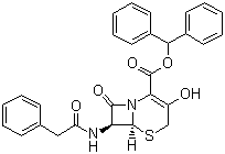 structure of CAS# 54639-48-4, (6R,7R)-3-Hydroxy-8-oxo-7-[(phenylacetyl)amino]-5-thia-1-azabicyclo[4.2.0]oct-2-ene-2-carboxylic acid diphenyl methyl ester