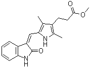 5-[(Z)-(1,2-Dihydro-2-oxo-3H-indol-3-ylidene)methyl]-2,4-dimethyl-1H-pyrrole-3-propanoic acid methyl ester molecular structure (CAS 548740-24-5)