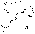 structure of CAS# 549-18-8, Amitriptyline hydrochloride ;3-(10,11-Dihydro-5H-dibenzo[a,d]cycloheptene-5-ylidene)-N,N-dimethyl-1-propanamine hydrochloride