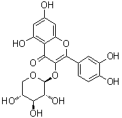 槲皮素 3-beta-D-吡喃木糖苷分子结构 (CAS 549-32-6)