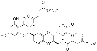 Silybin dihemisuccinate disodium salt molecular structure (CAS 55254-34-7)