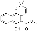 structure of CAS# 55481-88-4, Mollugin;Rubimaillin; Methyl 6-hydroxy-2,2-dimethylbenzo[h]chromene-5-carboxylate