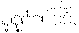 N6-[2-[[4-(2,4-Dichlorophenyl)-5-(1H-imidazol-2-yl)-2-pyrimidinyl]amino]ethyl]-3-nitro-2,6-pyridinediamine molecular structure (CAS 556813-39-9)