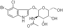 结构式 CAS# 5609-91-6, 5-溴-4-氯-3-吲哚基 N-乙酰基-beta-D-氨基葡萄糖苷