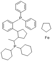 (R)-(-)-1-[(R)-2-(2'-二苯基膦基苯基)二茂铁]乙基二环己基膦分子结构 (CAS 565184-29-4)