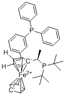 (R)-1-[(R)-1-(Di-tert-butylphosphino)ethyl]-2-[2-(diphenylphosphino)phenyl]ferrocene molecular structure (CAS 565184-30-7)