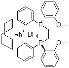 (R,R)-(-)-1,2-双[(邻甲氧苯基)(苯基)膦]乙烷(1,5-环辛二烯)合铑四氟硼酸盐分子结构 (CAS 56977-92-5)