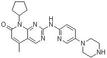 8-Cyclopentyl-5-methyl-2-[[(5-piperazin-1-ylpyridin-2-yl)]amino]-8H-pyrido[2,3-d]pyrimidin-7-one molecular structure (CAS 571190-22-2)