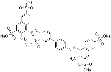 structure of CAS# 574-64-1, Trypan Red;Pentasodium 4,4'-[(3-sulphonato[1,1'-biphenyl]-4,4'-diyl)bis(azo)]bis[3-aminonaphthalene-2,7-disulphonate]