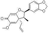 structure of CAS# 57457-99-5, (2R,3S,3aS)-2-(1,3-Benzodioxol-5-yl)-3,3a-dihydro-5-methoxy-3-methyl-3a-(2-propen-1-yl)-6(2H)-benzofuranone