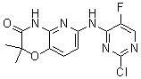 结构式 CAS# 575484-83-2, 6-[(2-氯-5-氟-4-嘧啶基)氨基]-2,2-二甲基-2H-吡啶并[3,2-b]-1,4-恶嗪-3(4H)-酮