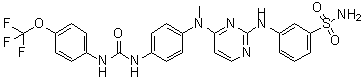 3-[[4-[Methyl[4-[[[[4-(trifluoromethoxy)phenyl]amino]carbonyl]amino]phenyl]amino]-2-pyrimidinyl]amino]benzenesulfonamide molecular structure (CAS 579515-63-2)