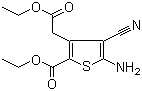 structure of CAS# 58168-20-0, Ethyl 5-amino-4-cyano-3-(2-ethoxy-2-oxoethyl)thiophene-2-carboxylate;5-Amino-4-cyano-2-(ethoxycarbonyl)-3-thiopheneacetic acid ethyl ester