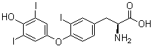 structure of CAS# 5817-39-0, 3,3',5'-Triiodothyronine;3',5',3-Triiodothyronine; Isoliothyronine; Reverse L-triiodothyronine; Reverse T3; Reverse triiodothyronine; rT3