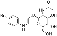 5-溴-1H-吲哚-3-基 2-(乙酰基氨基)-2-脱氧-beta-D-吡喃葡萄糖苷分子结构 (CAS 58225-98-2)