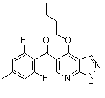 (4-Butoxy-1H-pyrazolo[3,4-b]pyridin-5-yl)(2,6-difluoro-4-methylphenyl)-methanone molecular structure (CAS 582315-72-8)
